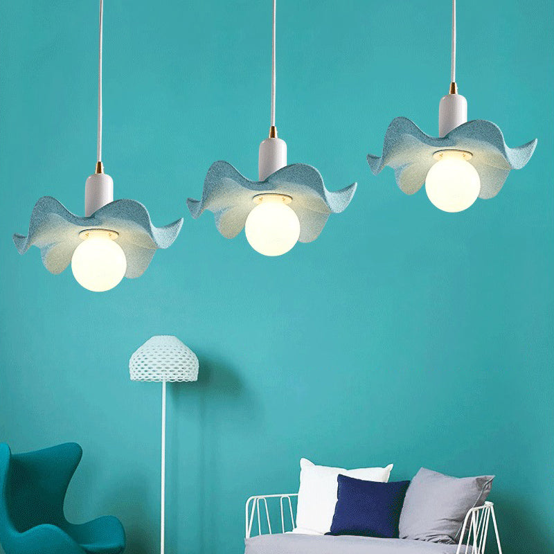 Macaron Style Floral Pendant Lamp: Single Light Kids Bedroom Suspension