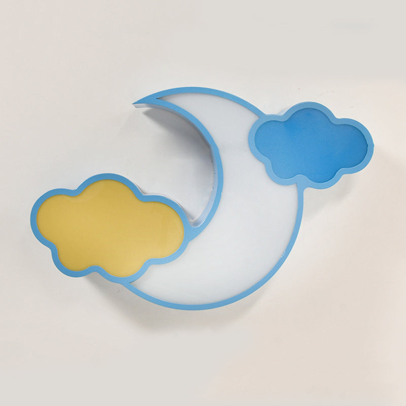 Plafonnier moderne en forme de lune et de nuage : lampe élégante en métal et acrylique pour la cuisine