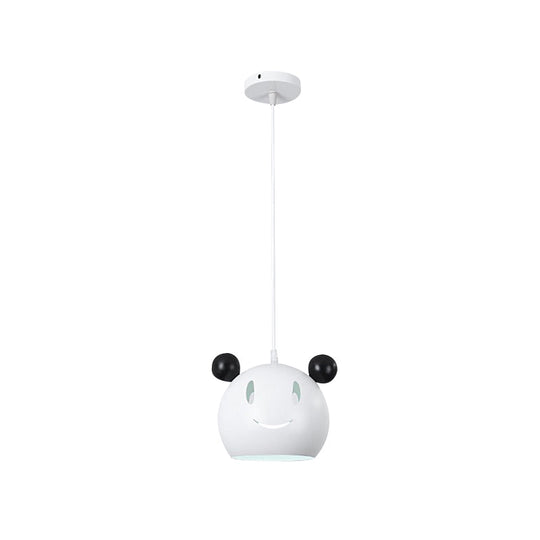 Black & White Panda Hanging Light - Animal Metal Suspension For Bathroom