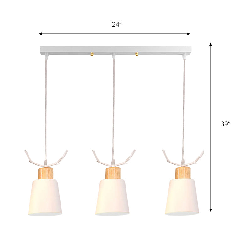 Antler 3-Head Trapezoid Pendant Lamp For Dining Table