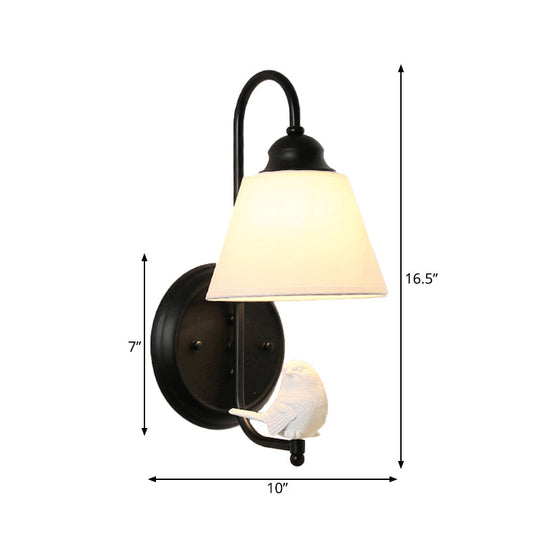 Modern Trapezoid Shade Wall Light Metal Sconce With Bird Accent - Ideal For Kids Bedroom