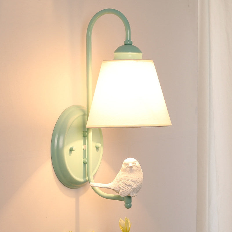 Chic Macaron Style Wall Sconce With Bird Deco In Green - Perfect For Nursing Room