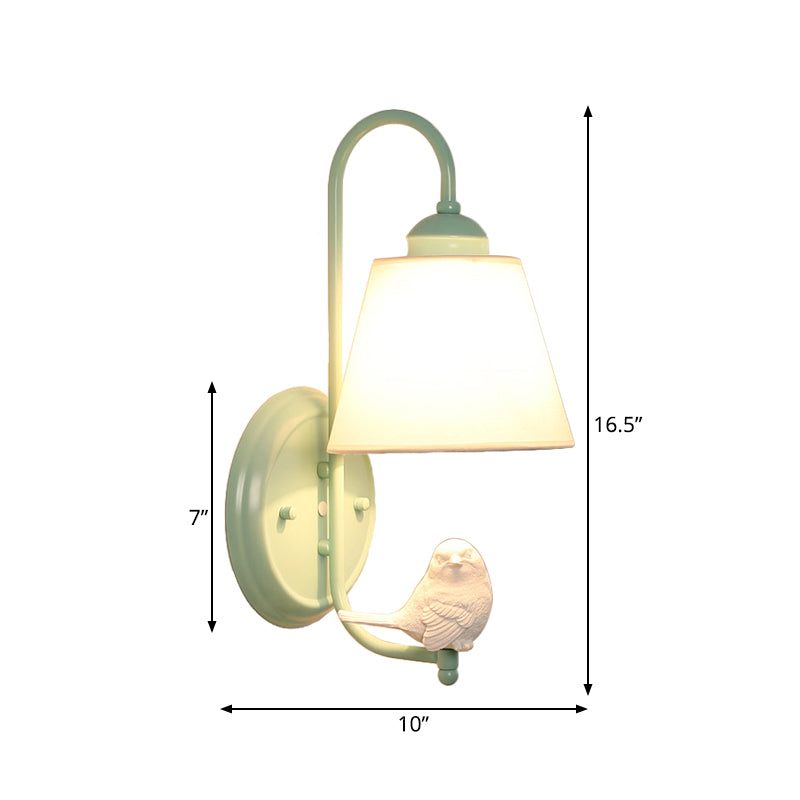 Chic Macaron Style Wall Sconce With Bird Deco In Green - Perfect For Nursing Room