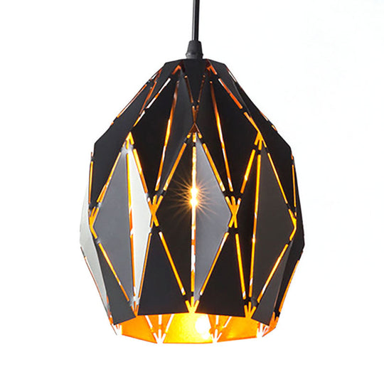 Melody - Origami Origami Style Pendant Light 1 Light Metallic Ceiling Hanging Lamp in Black for Cafe Restaurant