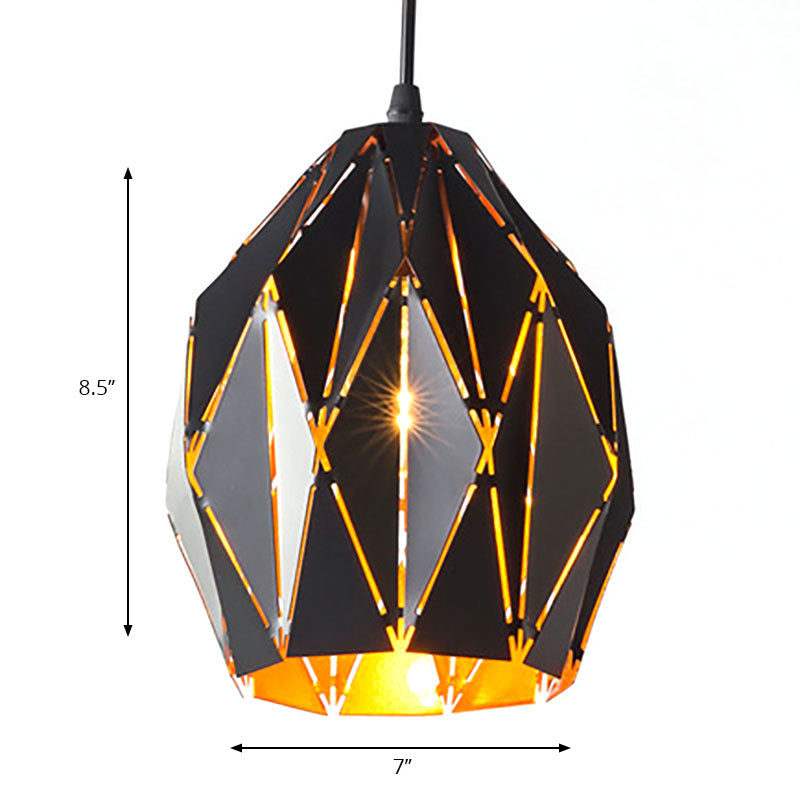 Melody - Origami Origami Style Pendant Light 1 Light Metallic Ceiling Hanging Lamp in Black for Cafe Restaurant