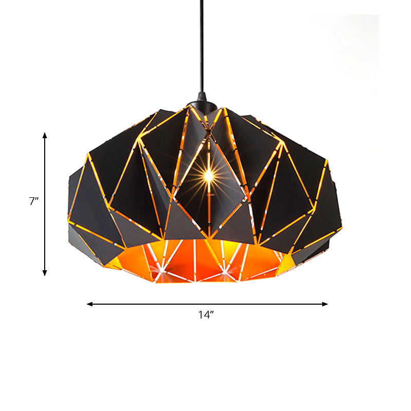 Melody - Origami Origami Style Pendant Light 1 Light Metallic Ceiling Hanging Lamp in Black for Cafe Restaurant