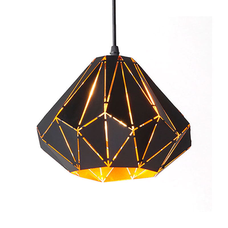 Metallic Origami Pendant Light For Cafe And Restaurant - Black / B