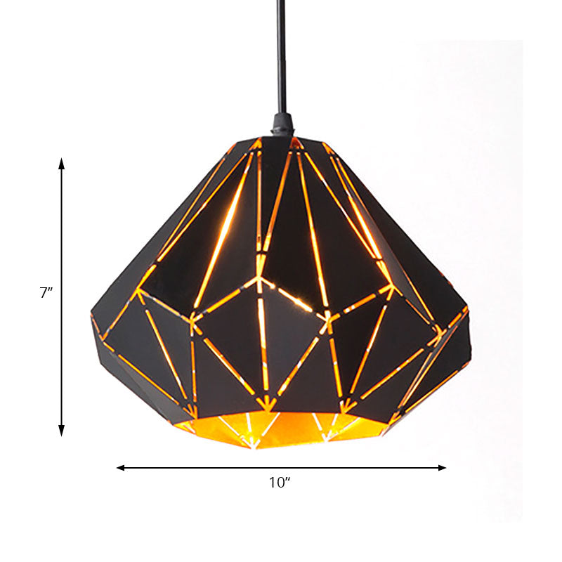 Melody - Origami Origami Style Pendant Light 1 Light Metallic Ceiling Hanging Lamp in Black for Cafe Restaurant