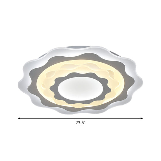 19/23.5 Acrylic Gear Led Flush Mount Ceiling Light - Simplicity White Fixture