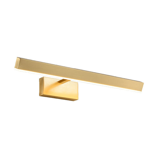 Modern Gold Metallic Led Wall Lamp Slim Rectangle Vanity Lighting