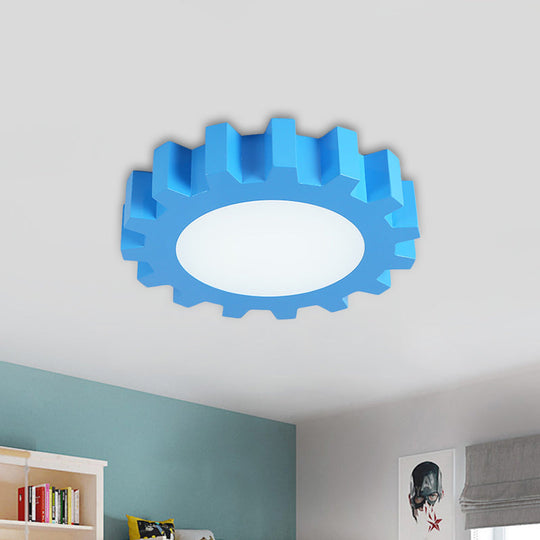 Kids Gear Flush LED Ceiling Light - Metallic Blue/Green with Acrylic Shade