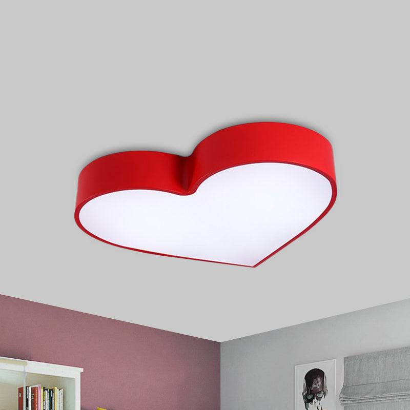 Loving Heart LED Flushmount Ceiling Light for Children - Red/Pink/Yellow Acrylic Fixture