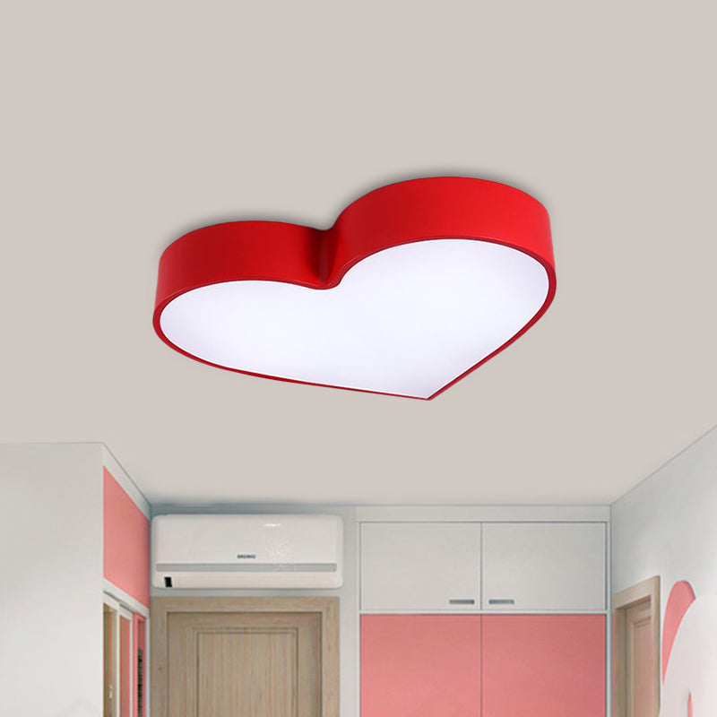 Loving Heart LED Flushmount Ceiling Light for Children - Red/Pink/Yellow Acrylic Fixture