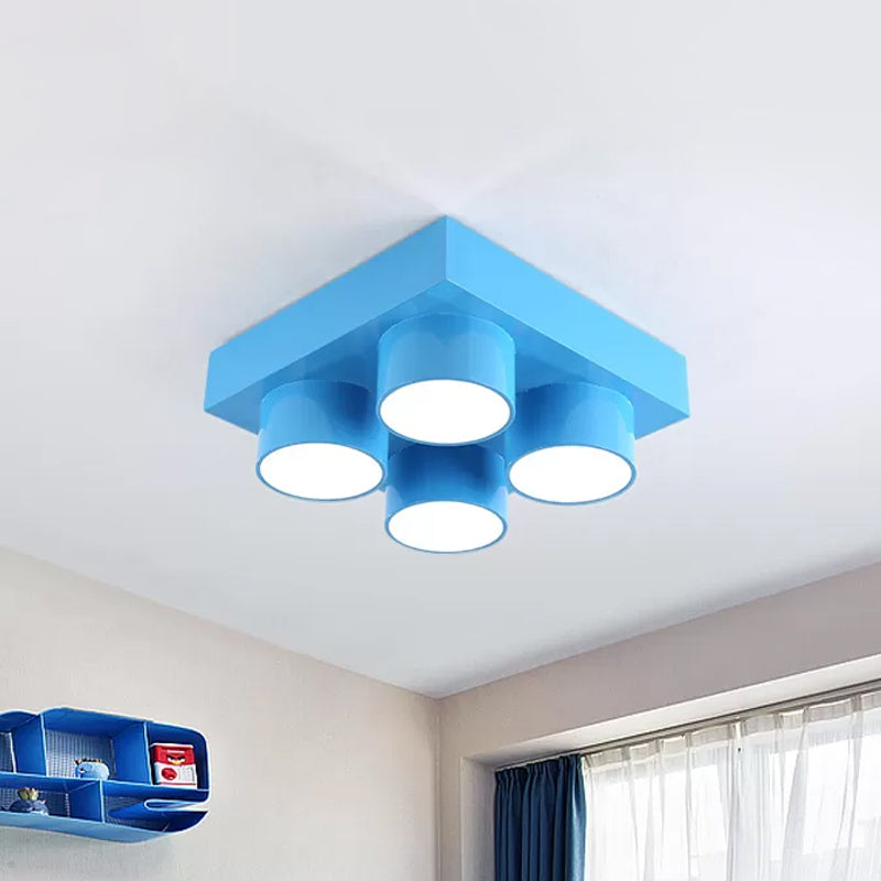 Kids LED Ceiling Light Fixture - Colorful Building Block Design"