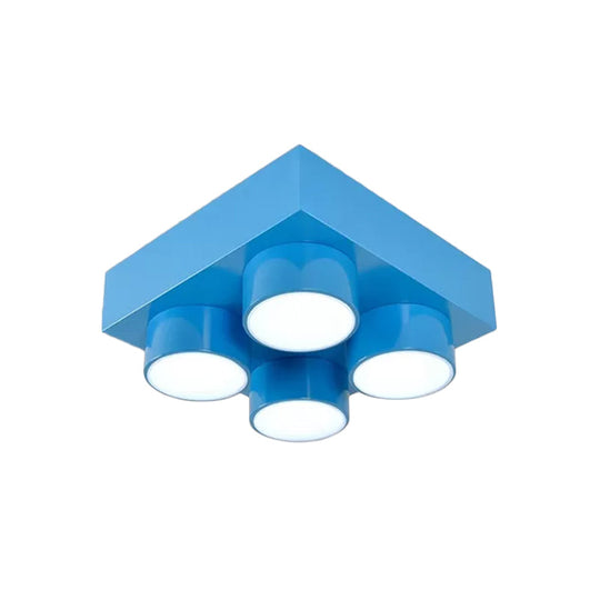 Kids LED Ceiling Light Fixture - Colorful Building Block Design"