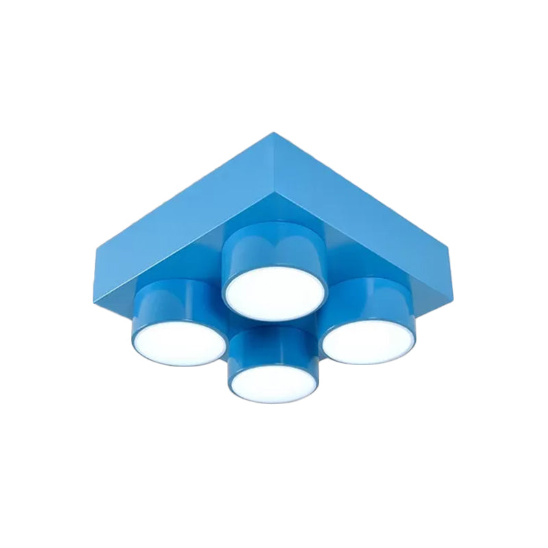 Kids Led Ceiling Light Fixture - Colorful Building Block Design