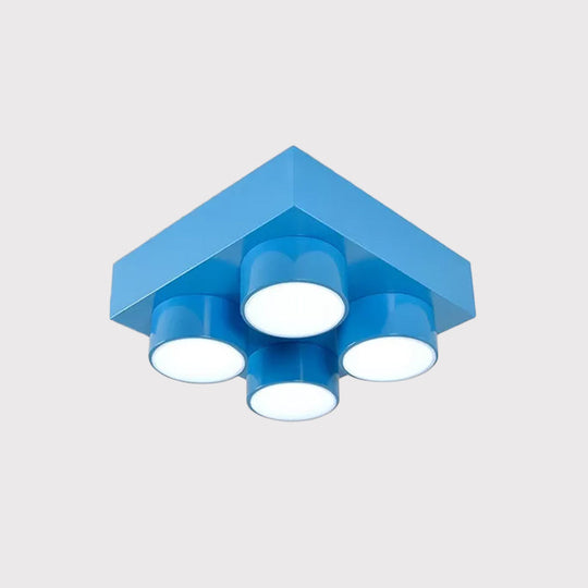 Kids LED Ceiling Light Fixture - Colorful Building Block Design"