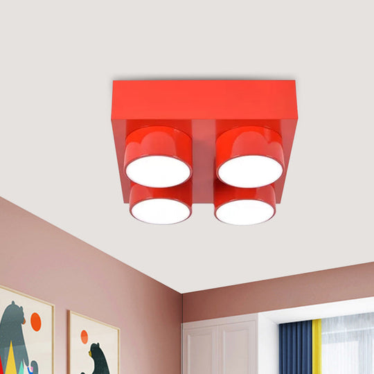 Kids LED Ceiling Light Fixture - Colorful Building Block Design"