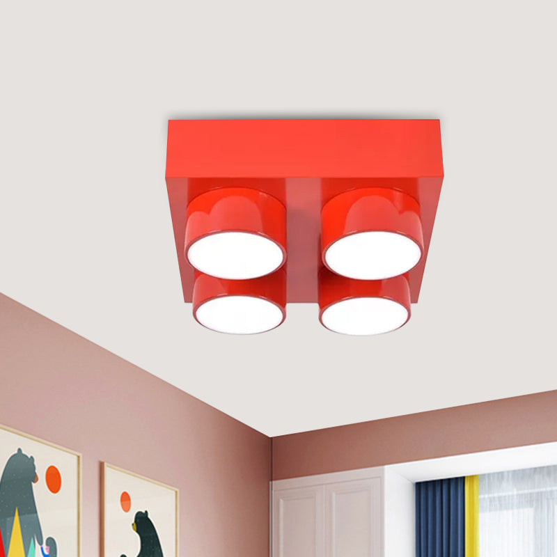 Kids Led Ceiling Light Fixture - Colorful Building Block Design