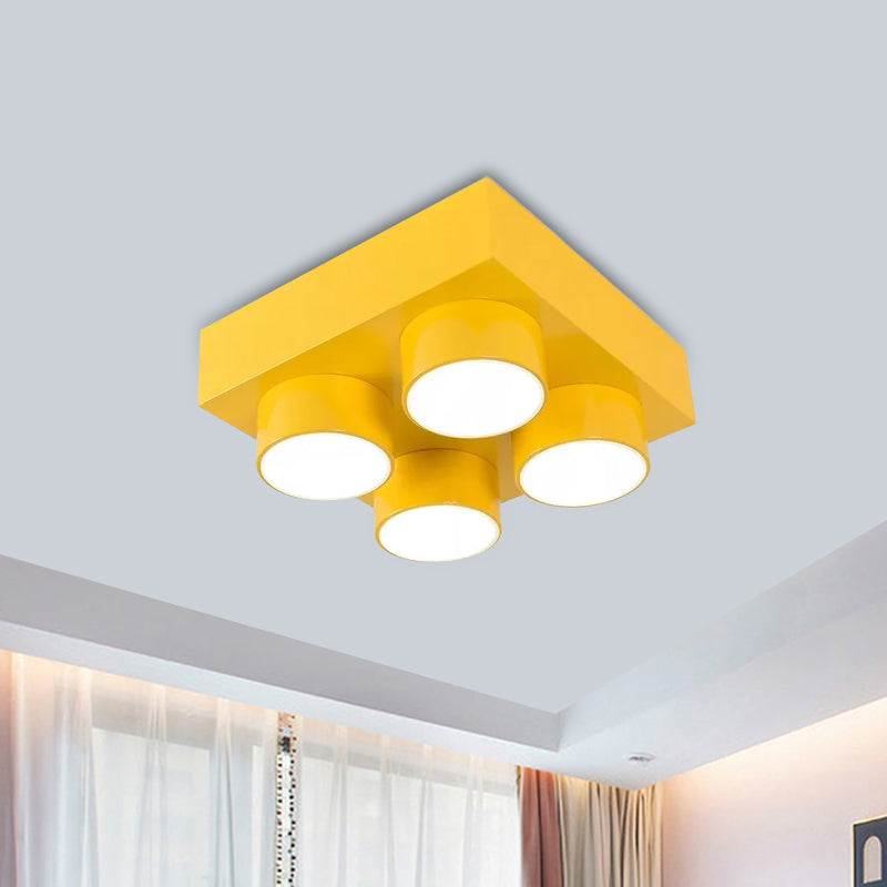 Kids Led Ceiling Light Fixture - Colorful Building Block Design