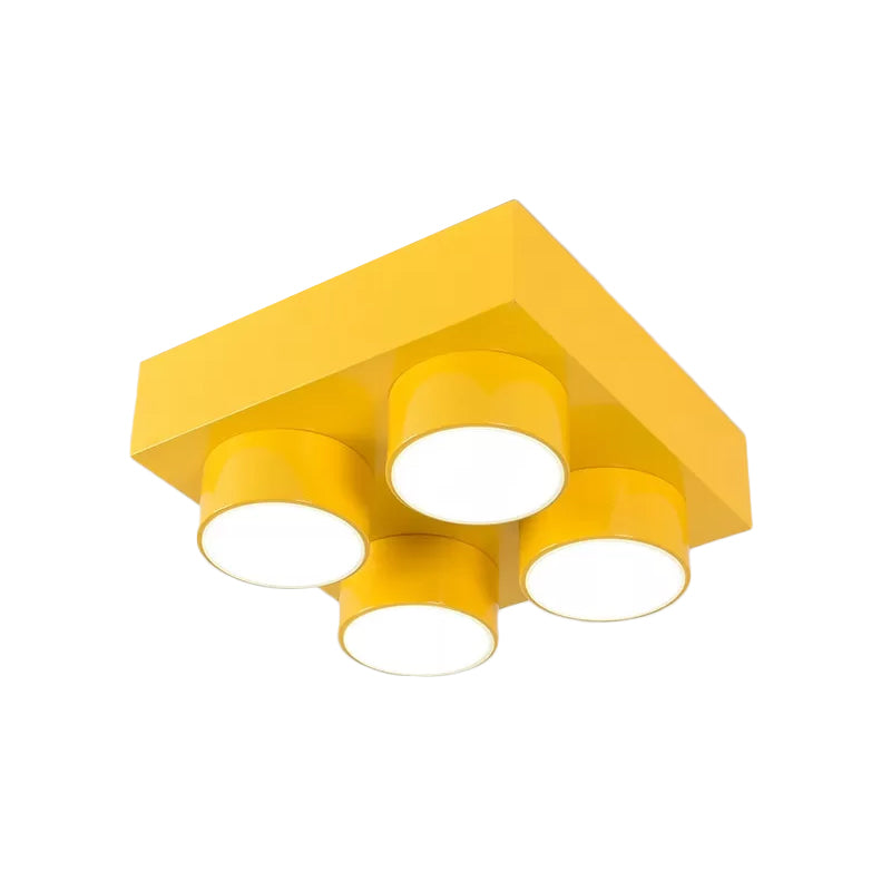 Kids LED Ceiling Light Fixture - Colorful Building Block Design"