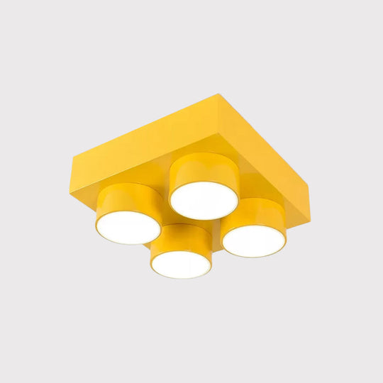 Kids LED Ceiling Light Fixture - Colorful Building Block Design"