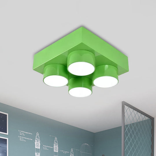 Kids Led Ceiling Light Fixture - Colorful Building Block Design