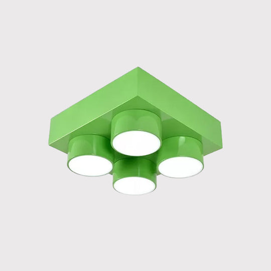 Kids Led Ceiling Light Fixture - Colorful Building Block Design