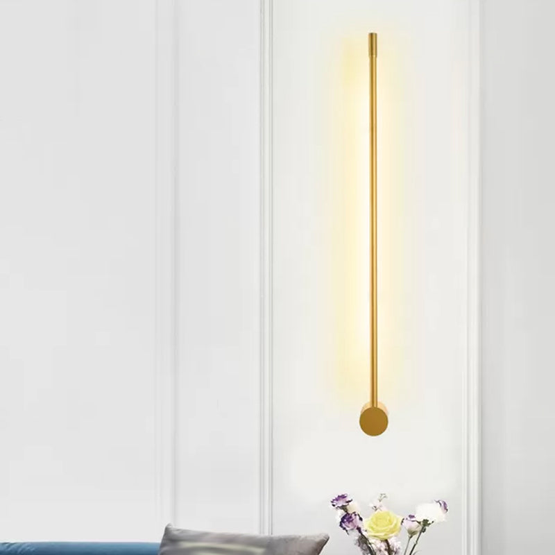 Contemporary Led Wall Sconce In Black/Gold - Metal Strip Living Room Lamp