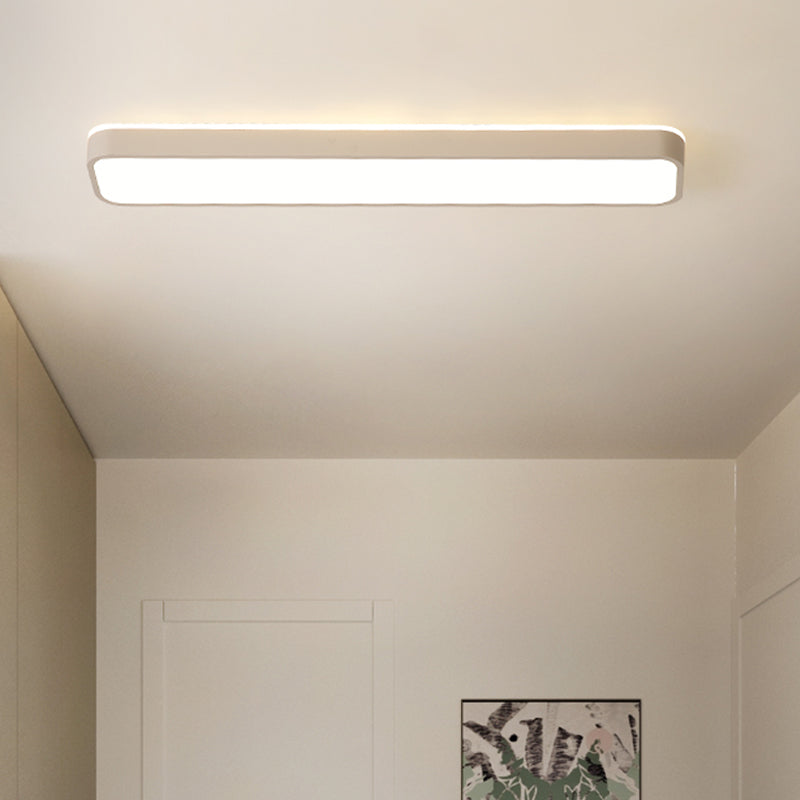 Rectangular Minimalist Metallic Flush Mount LED Light in Black/White with Warm/White Illumination