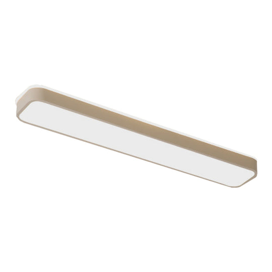 Rectangular Minimalist Metallic Flush Mount LED Light in Black/White with Warm/White Illumination