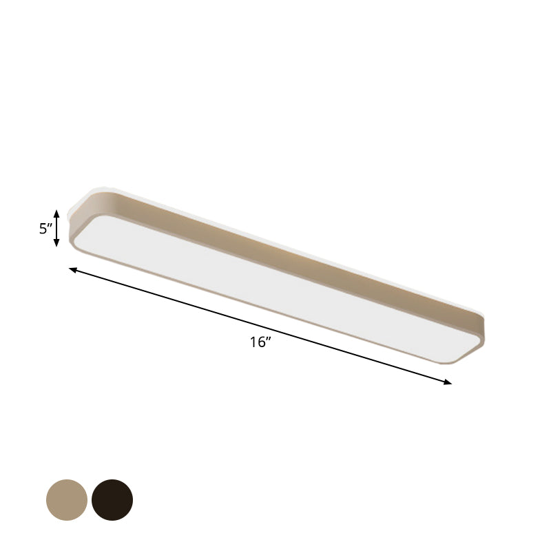 Rectangular Minimalist Metallic Flush Mount LED Light in Black/White with Warm/White Illumination