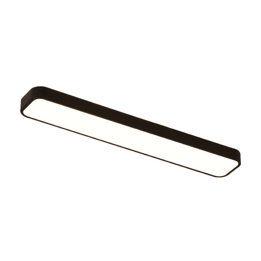 Rectangular Minimalist Metallic Flush Mount LED Light in Black/White with Warm/White Illumination