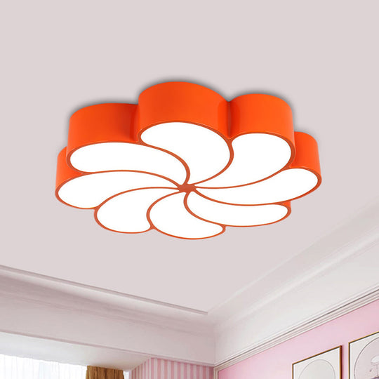 Spiral Flower Acrylic Kids LED Flush Mount Light in Orange/Yellow