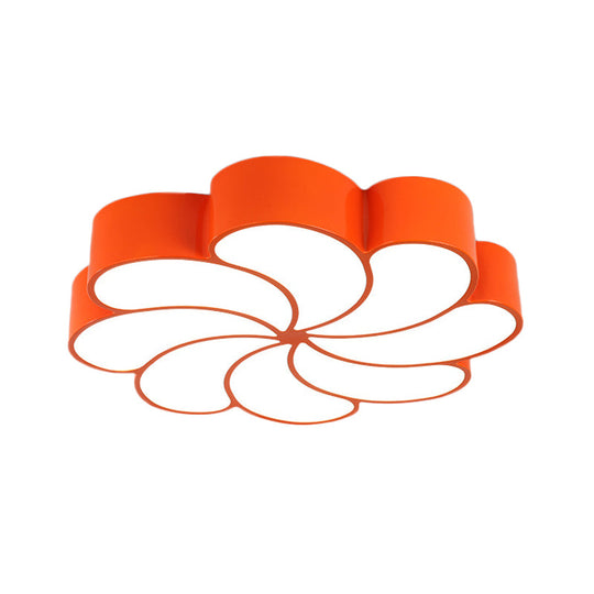 Spiral Flower Acrylic Kids LED Flush Mount Light in Orange/Yellow