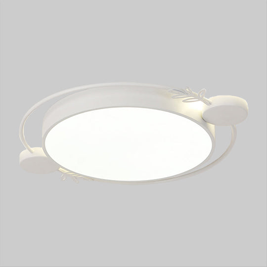 Modern Minimalist Round Flushmount LED Ceiling Light in Metallic Black/White/Grey with Stylish Ring Decor