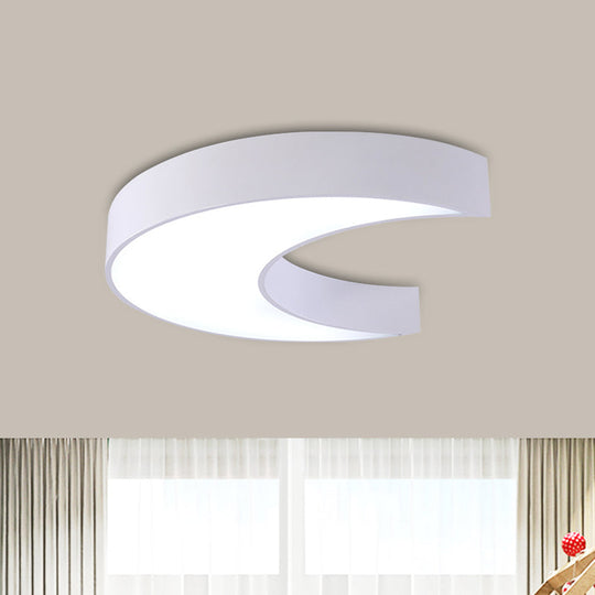 Crescent Moon LED Children Flush Mount Fixture in White/Yellow/Blue - Bedchamber Flush Lighting