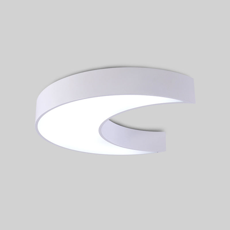 Crescent Moon LED Children Flush Mount Fixture in White/Yellow/Blue - Bedchamber Flush Lighting