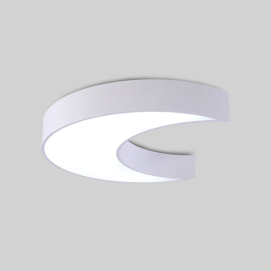 Crescent Moon Led Children Flush Mount Fixture In White/Yellow/Blue - Bedchamber Lighting