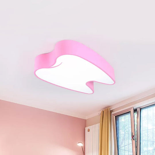 Acrylic LED Tooth Flushmount Ceiling Lamp in Child-Friendly Pink/Yellow