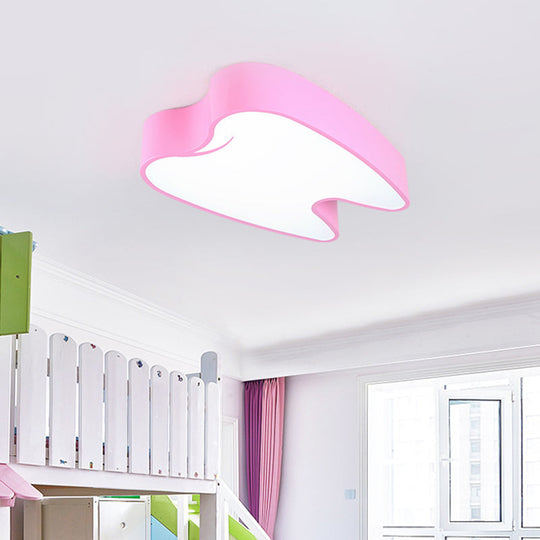 Acrylic LED Tooth Flushmount Ceiling Lamp in Child-Friendly Pink/Yellow