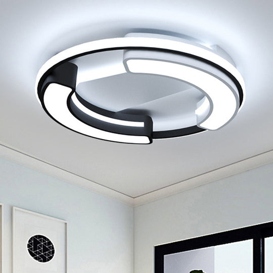 Modern LED Flush Mount Lamp in Black: Round/Square Acrylic Fixture with Warm/White Light