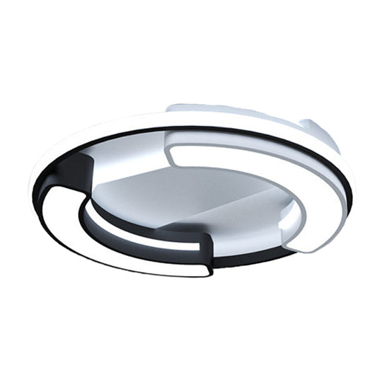 Modern LED Flush Mount Lamp in Black: Round/Square Acrylic Fixture with Warm/White Light