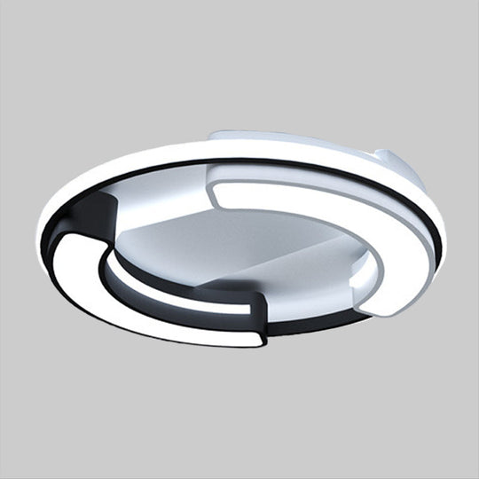 Modern LED Flush Mount Lamp in Black: Round/Square Acrylic Fixture with Warm/White Light