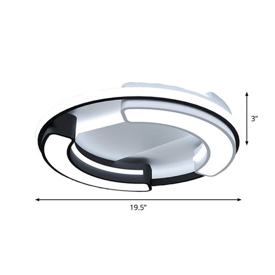 Modern LED Flush Mount Lamp in Black: Round/Square Acrylic Fixture with Warm/White Light