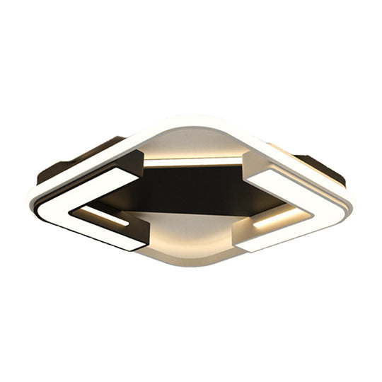 Modern LED Flush Mount Lamp in Black: Round/Square Acrylic Fixture with Warm/White Light