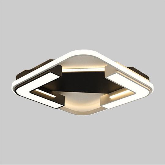 Modern LED Flush Mount Lamp in Black: Round/Square Acrylic Fixture with Warm/White Light