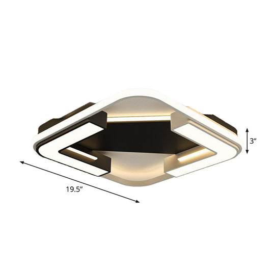 Modern LED Flush Mount Lamp in Black: Round/Square Acrylic Fixture with Warm/White Light