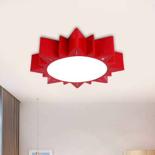 LED Kindergarten Ceiling Light with Sun Acrylic Shade in Red/Yellow/Blue Colors