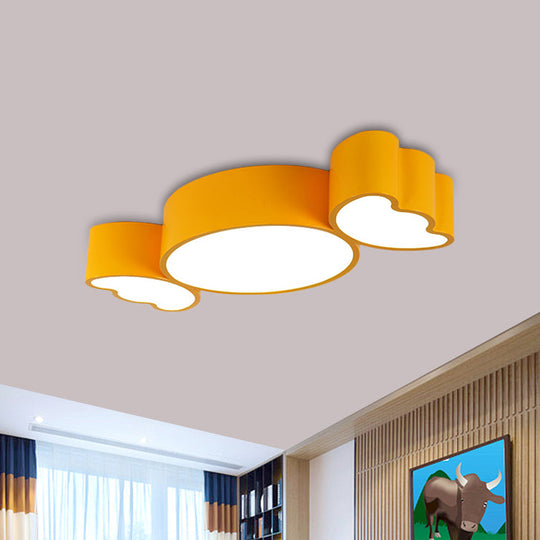 LED Candy Pendant Light for Children's Room - Red/Pink/Yellow Flush Mount Ceiling Fixture with Acrylic Shade